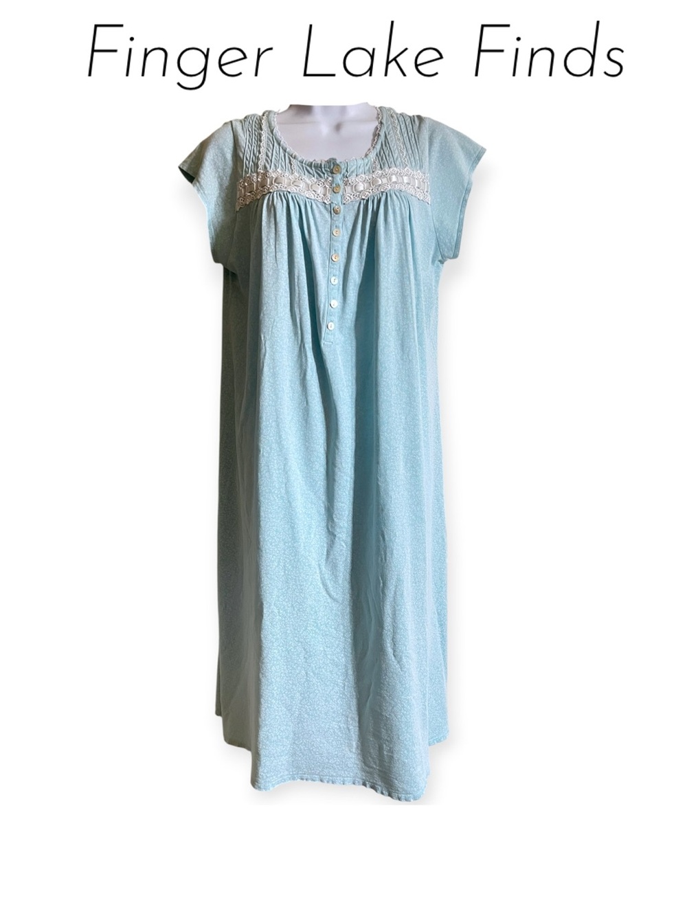 Eileen West Light Blue Floral Nightgown, M